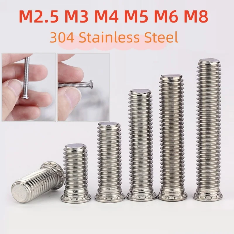 10/20/30/50/100pcs Pressure Riveting Screw 304 Stainless Steel M2.5 M3 M4 M5 M6 M8 Self Clinching Studs Pressure Rivet Bolt