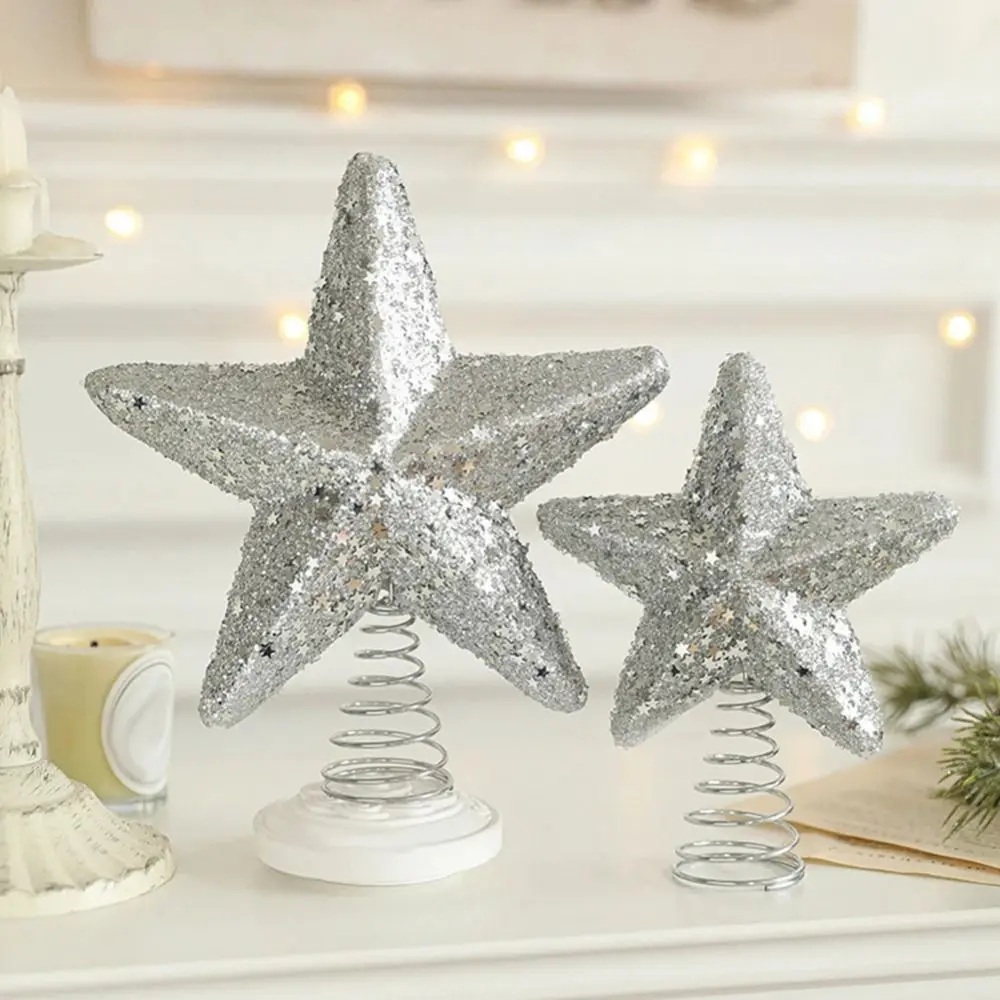 فريدة من نوعها شجرة عيد الميلاد توبر الديكور لامعة DIY شجرة عيد الميلاد زخرفة تركيب لاسلكي الذهب والفضة البريق