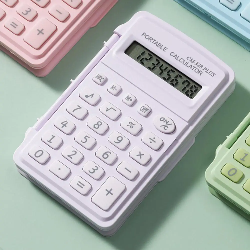 Portable Calculator Sleep Calculator Portable Battery Operated Mini Calculator with Lcd Display Big Buttons 8 Digits Flip Cover
