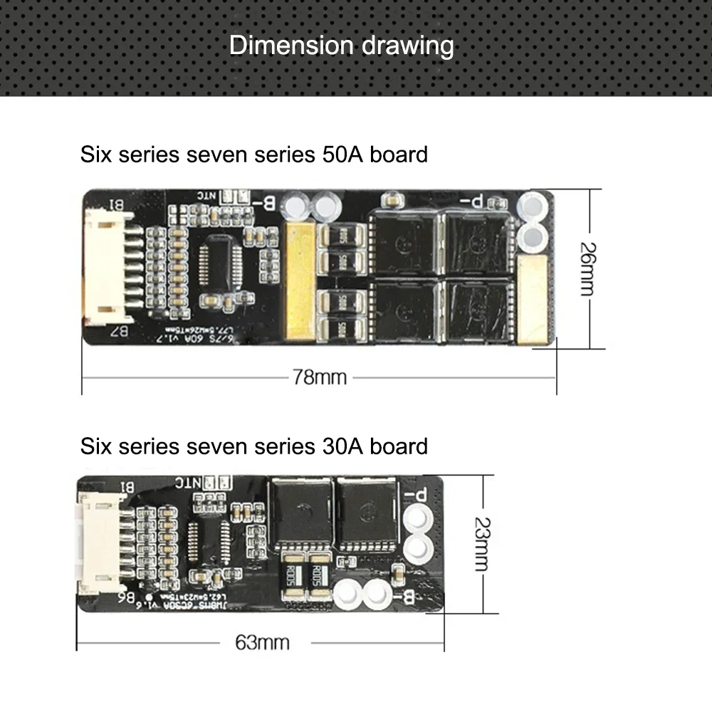 6S/7S Li-ion Lithium Battery Protection Board BMS with NTC Sensor 30A for Electric Scooter Skateboard Ebike Safeguard Safety
