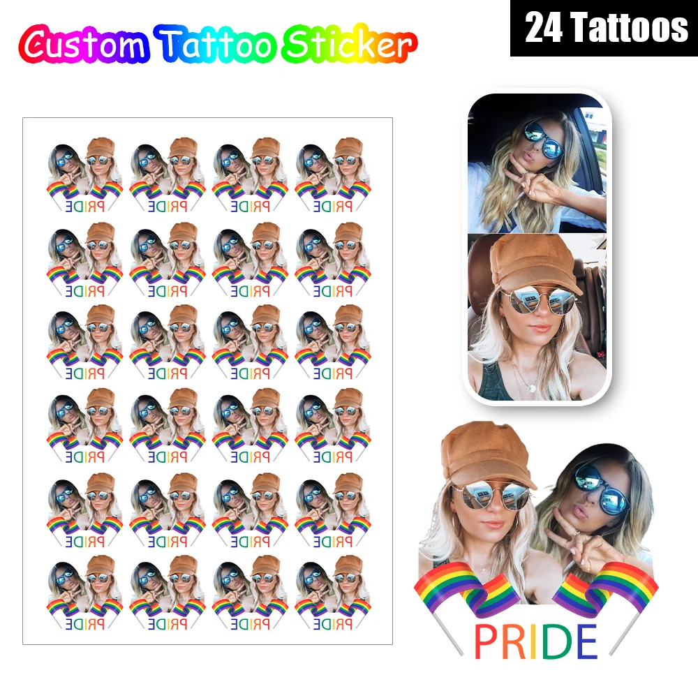 

24 Designs Rainbow Flag Customized Personalized Waterproof Temporary Tattoo Sticker Make Your Own Custom Design Tato Pride Month