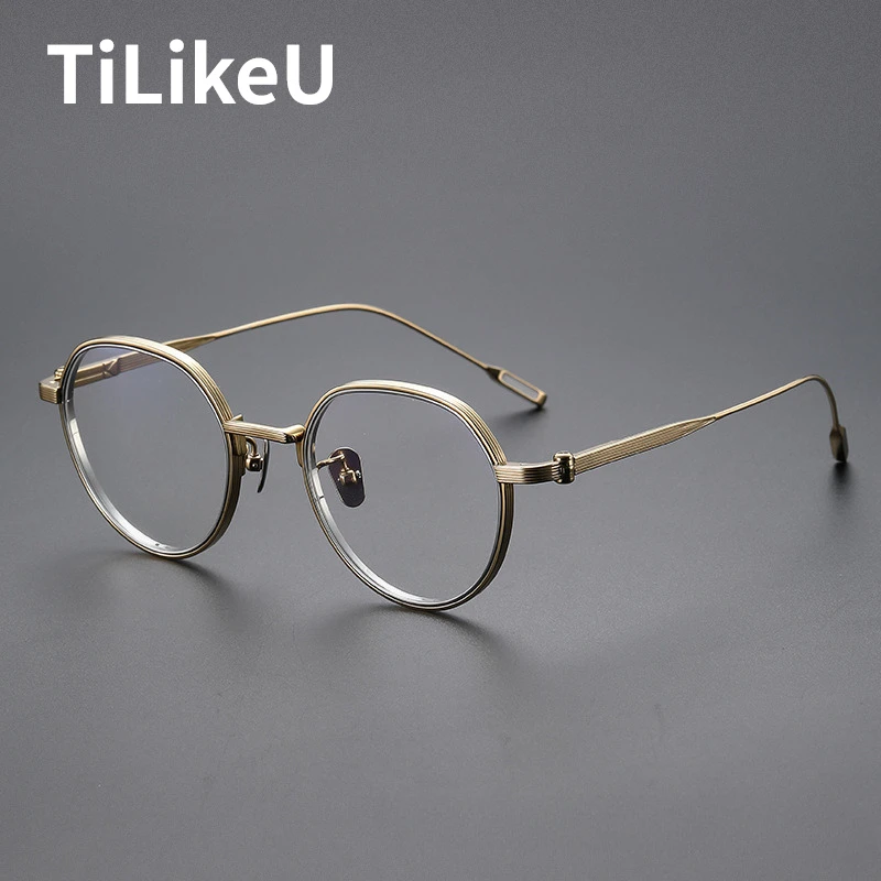 

Retro Polygon Pure Titanium Eyeglass Frame Classic Men Reading Anti-blue Light Glasses Frame Trend Women Optical Frame Spectacle