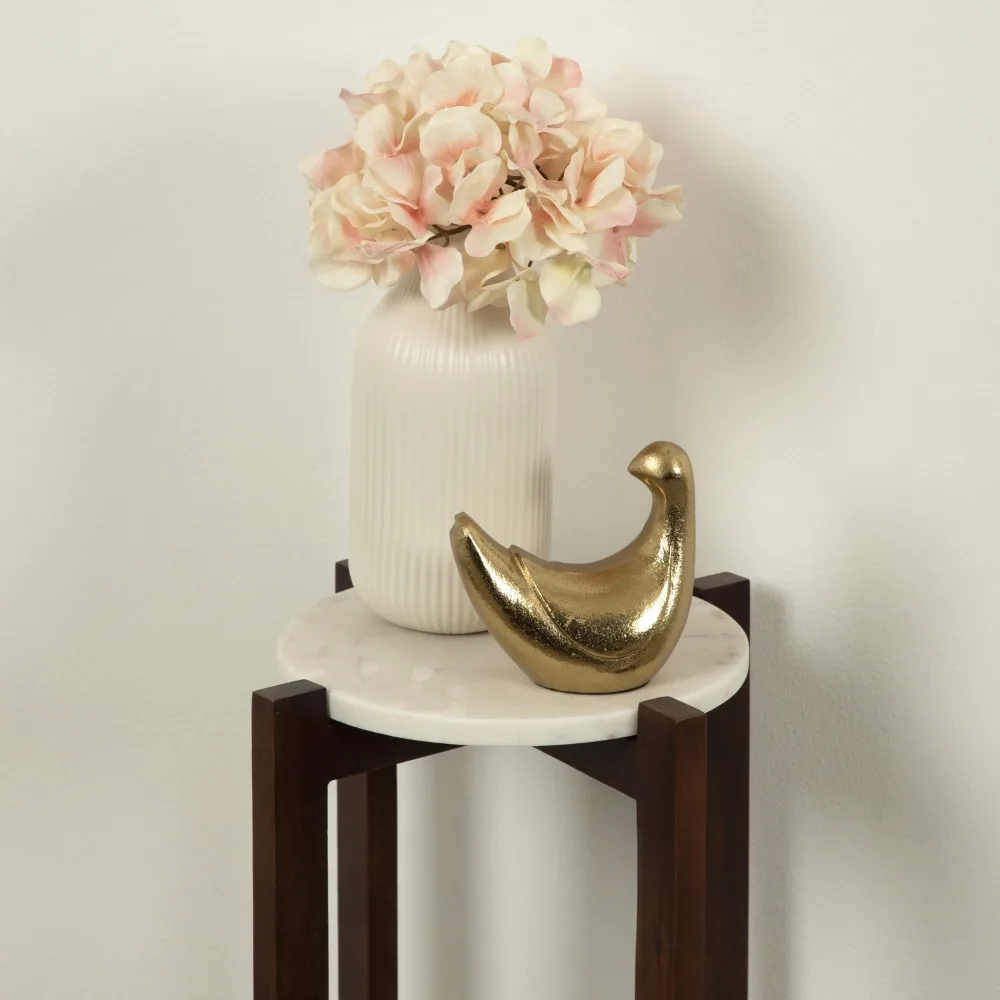 Ribbed Ceramic Vase, 8.5", Cream