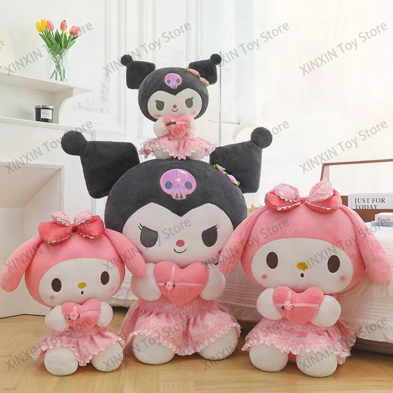 

Sanrio 60cm Kawaii Kuromi Stuffed Doll Anime Character Melody Plush Toy for Kids and Adults Romantic Floral Series Birthday