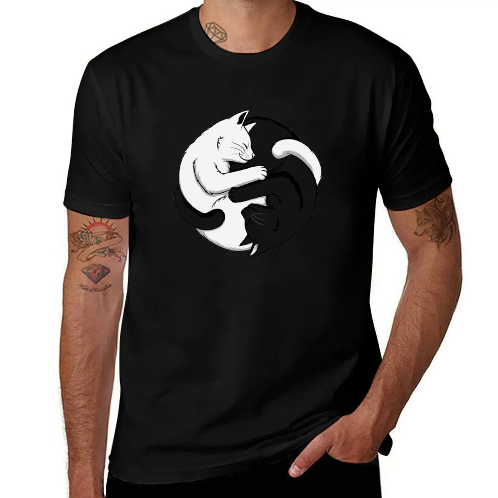 

Yin yang cats T-Shirt oversized customs design your own sports fans mens graphic t-shirts