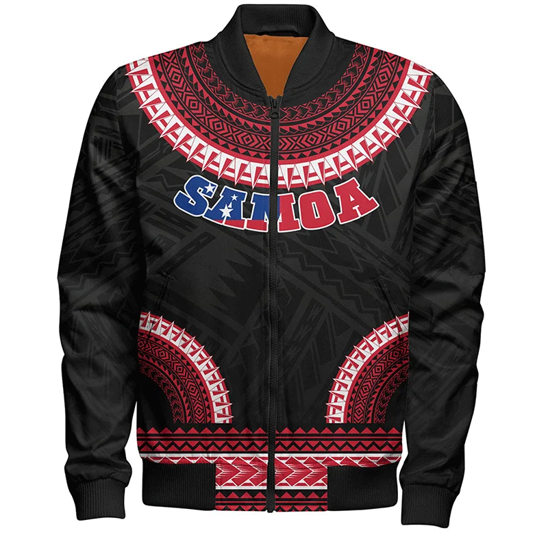 Vintage 3D Printed The IndependentState Of Samoa Emblem Jacket American Samoa Flag Graphic Jackets Cool Streetwear Mens Clothing