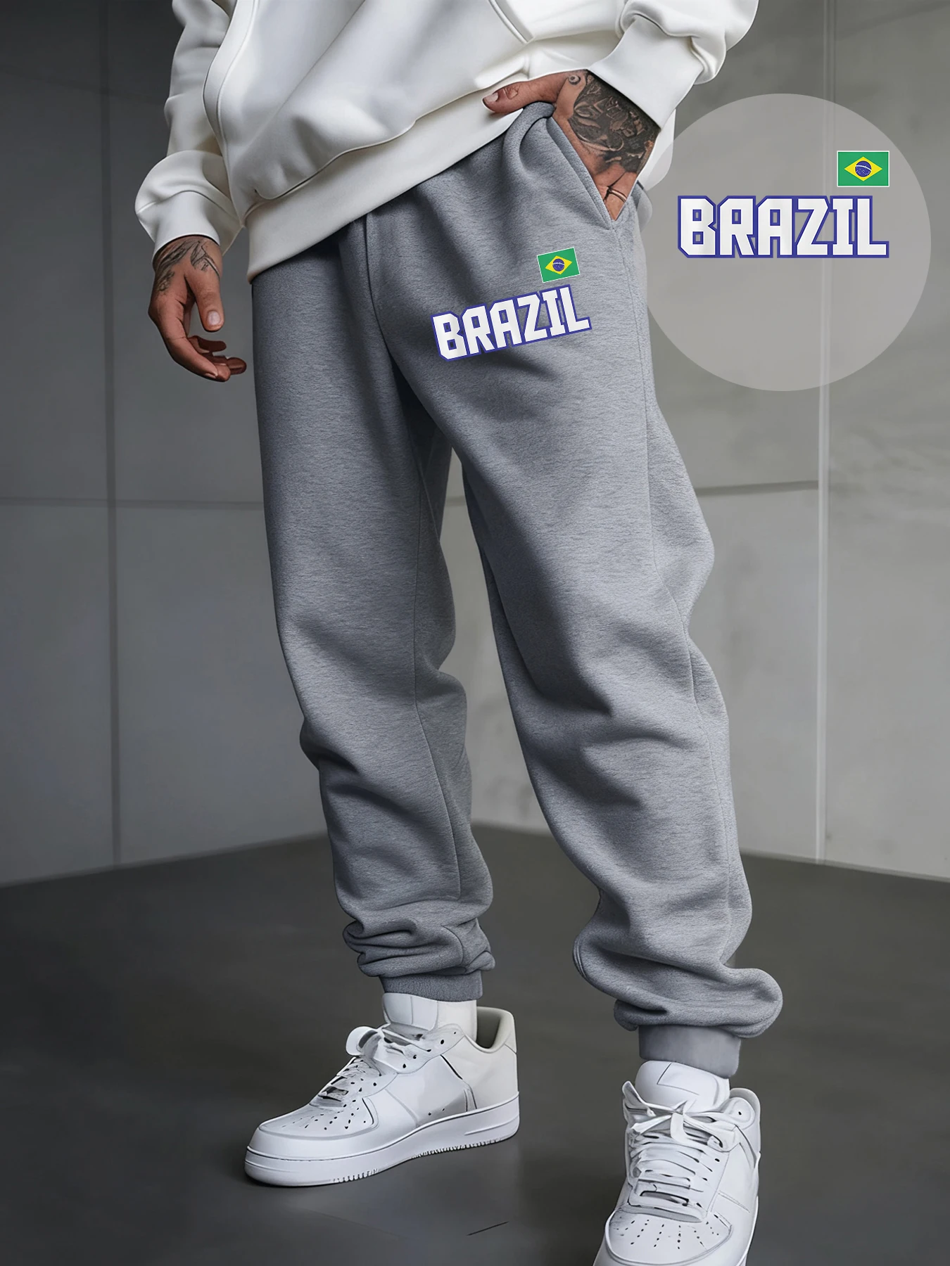 

Brazil Letter And Flag Print Men Sweatpant Pocket Fleece Trousers Sport Autumn Jogging Pants Comfortable Harajuku Male Clothing