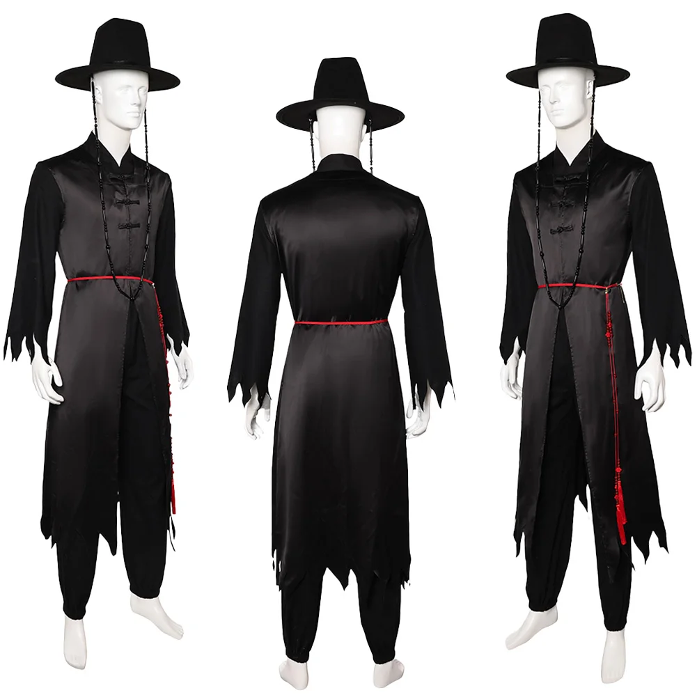 Cartoon Dämon Hunter von KPop Saja Jungen Cosplay Jinu Kostüm Hut Schwarz Outfits Für Männer Halloween Karneval Party Roleplay Anzug