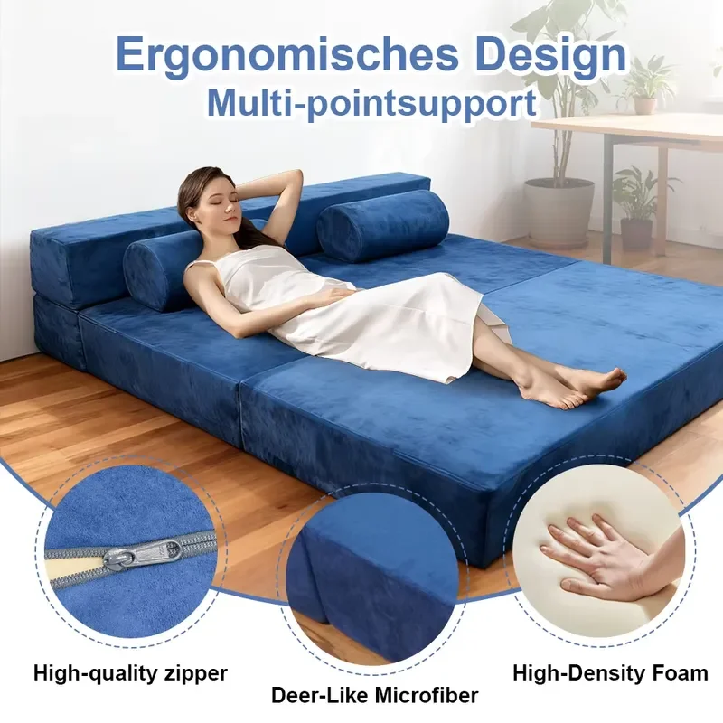 for Convertible Sofa Bed 2 in 1 High Density Foam Deer Hair Like Microfiber Foldable Space Saving Factory Wholesale OEM ODM