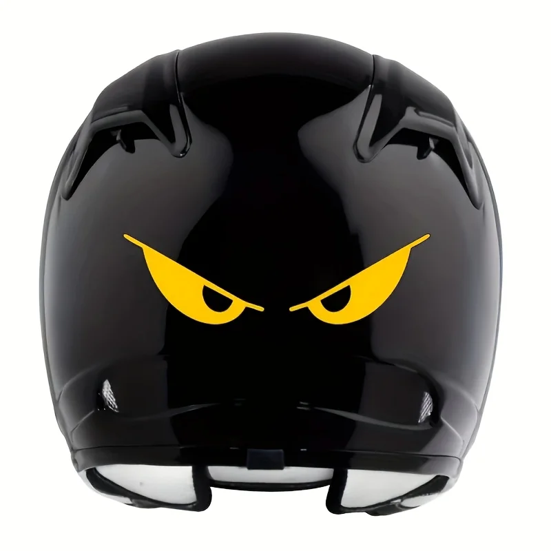 Set of 2 Evil Eye Scratch-Proof Decals for Motorcycle And Car Helmets - Striking Black And Red Design,