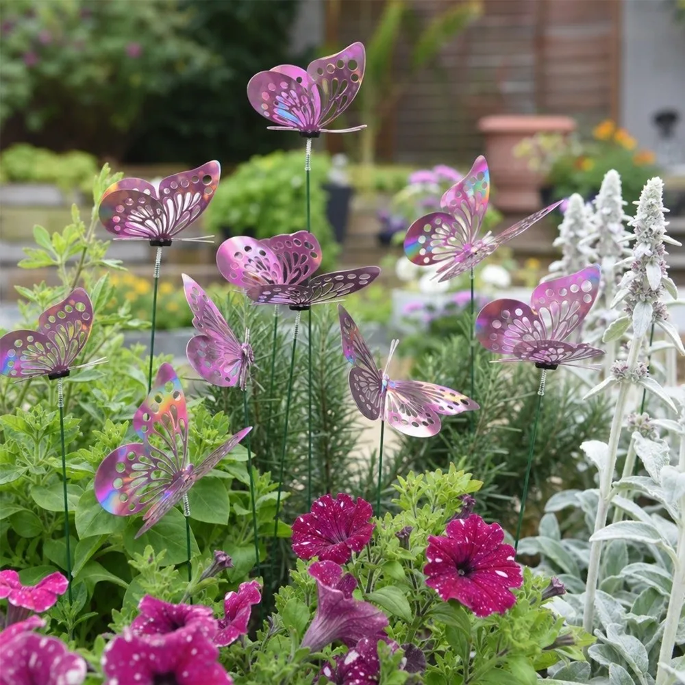 Colorful Butterfly Stakes Lifelike Plant Plug Simulation Butterfly Ornaments Multi-purpose Dreamlike