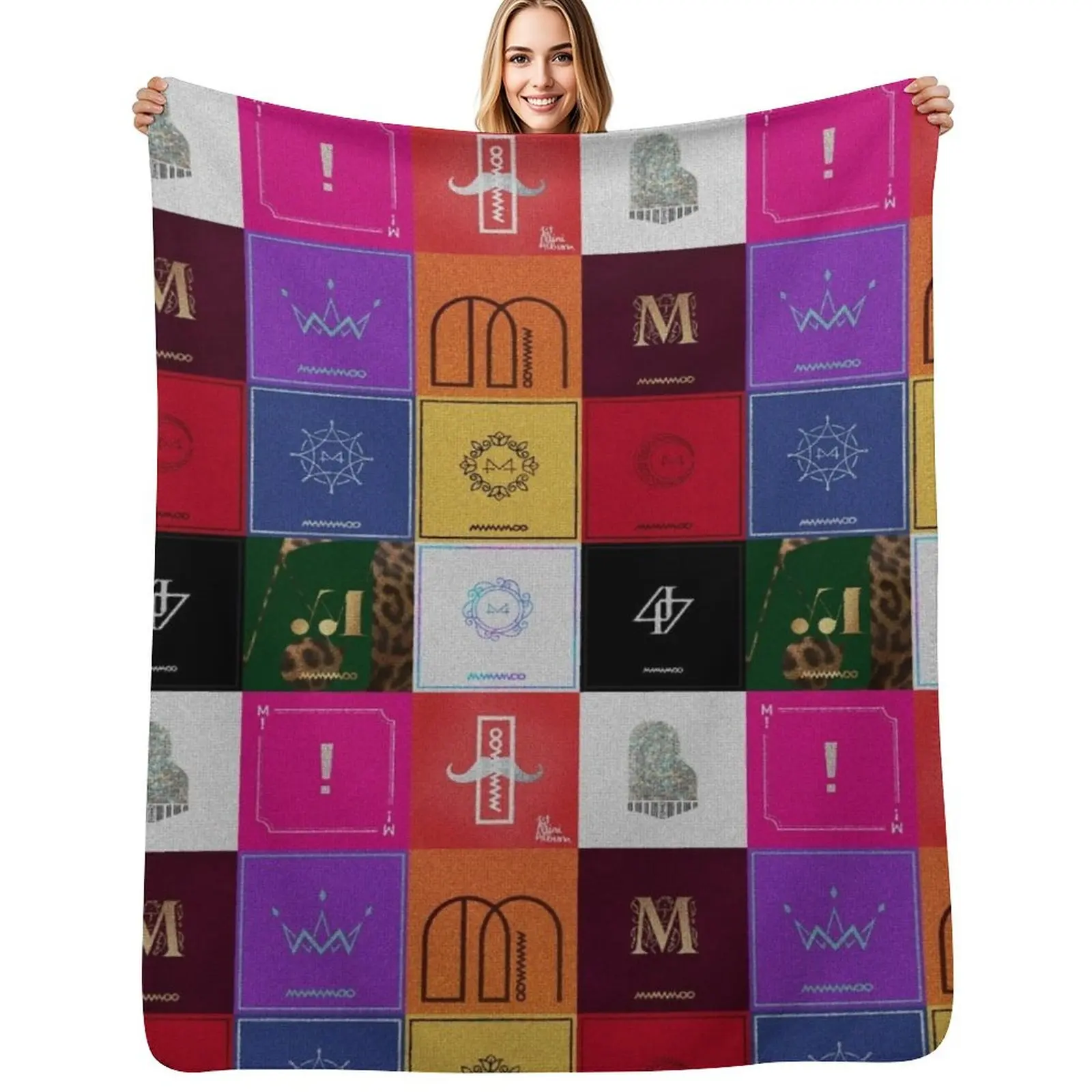 

Mamamoo Discography Patchwork Throw Blanket Baby Extra Large Throw warm winter Thermals For Travel Blankets