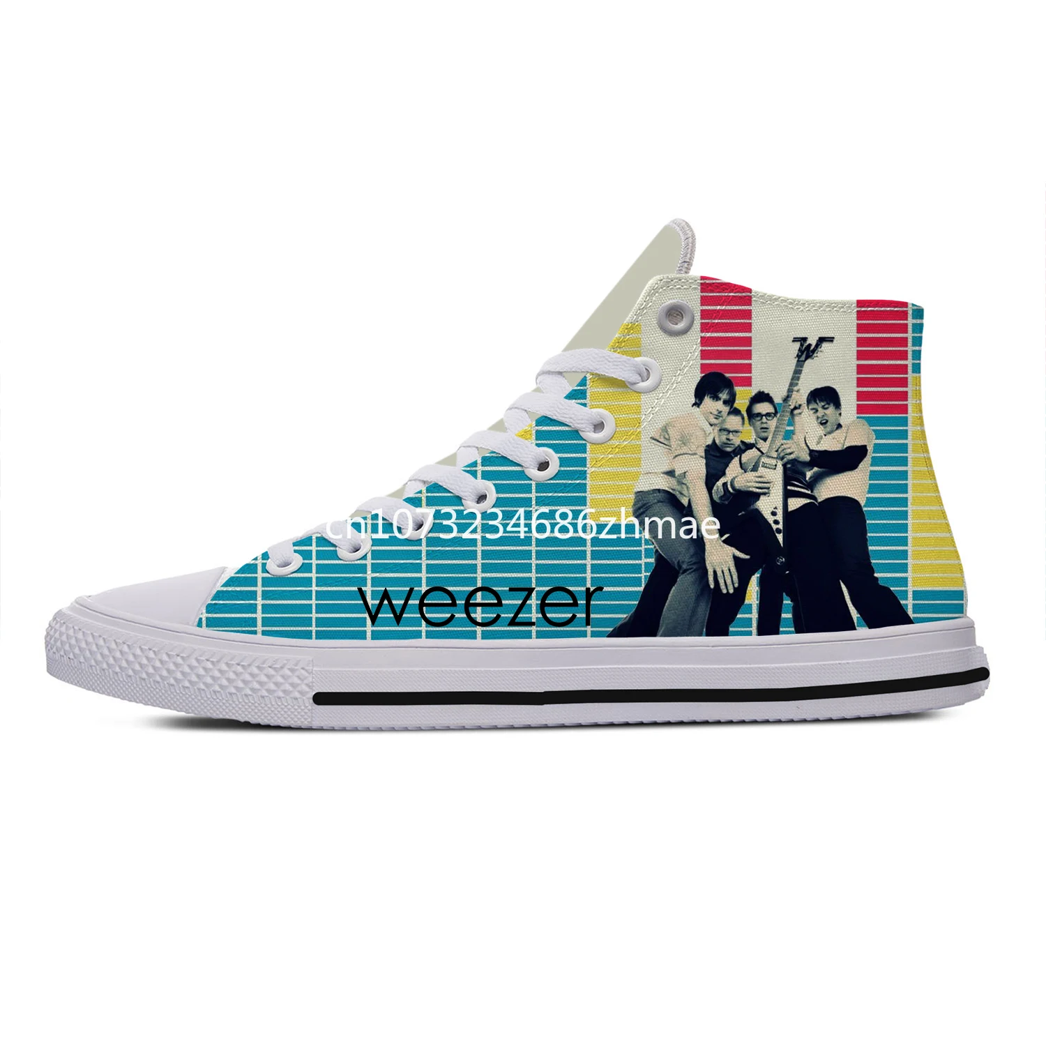 Weezer Pop Rock Band High Top Sneakers Men Women Teenager Casual Shoes Canvas Running Shoes 3D Print Breathable Lightweight shoe