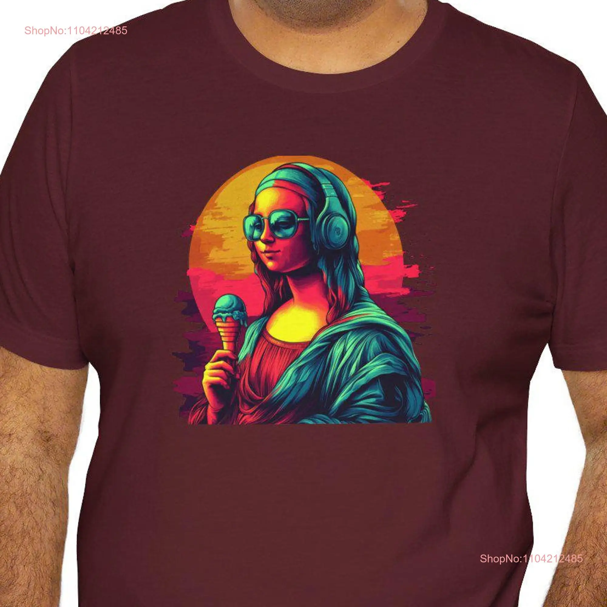 Mona Liz'Ice Cream Da Vinci La Joconde Lisa Leonardi Funny T shirt Clothing The Louvre long or short sleeves