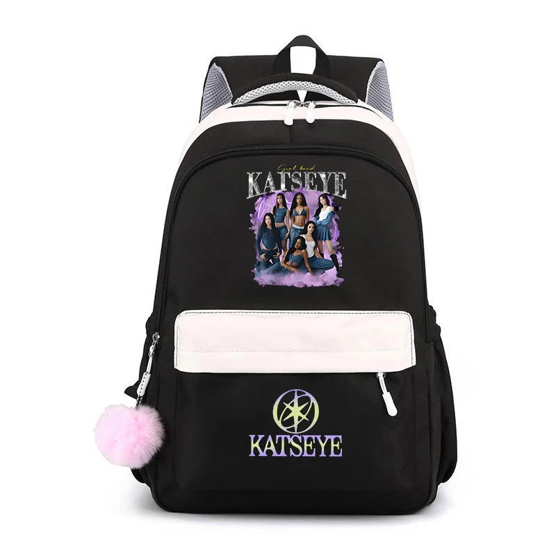 Kpop KATSEYE Print Backpack Teenager High Capacity Knapsack Student Girl Schoolbag Large Capacity Travel Bag Women Mochila Gift
