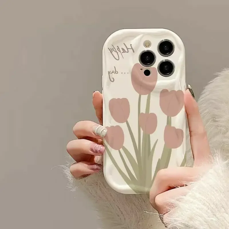 Cute Cream Edge Pink Peach Case For Xiaomi POCO X3 X6 Pro Redmi 12 Note 13 Pro 5G 12 11 10 9 13 Pro Plus 12S 12C 13C A2 A1 Cover