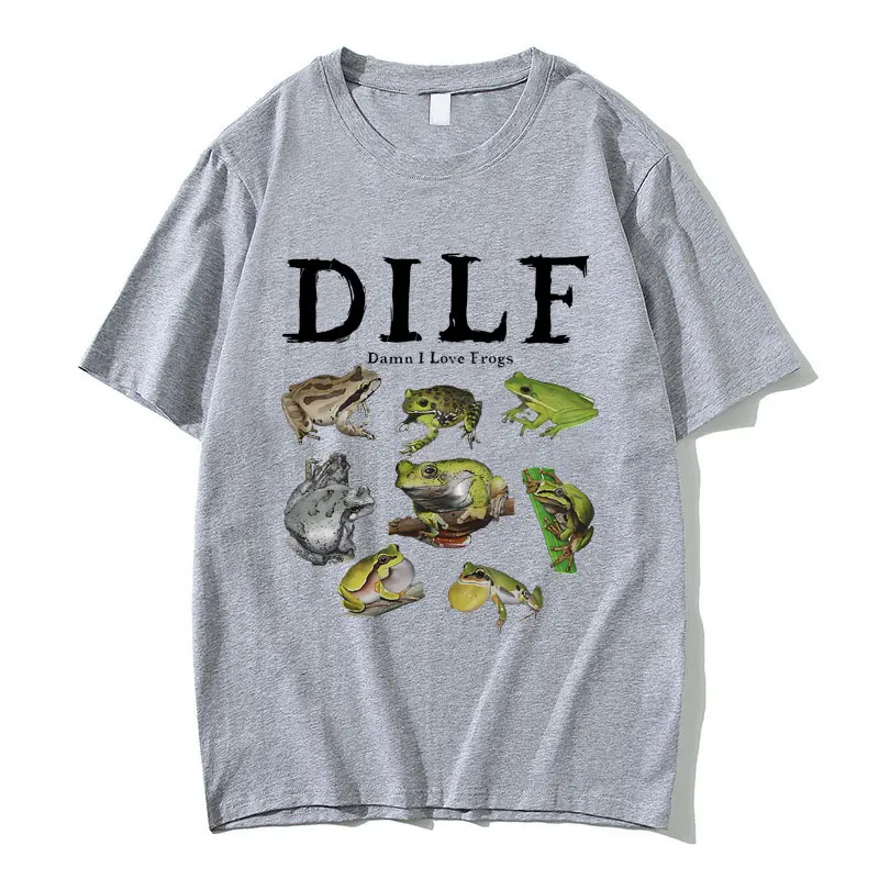 خمر Dilf لعنة أحب الضفادع طباعة تي شيرت الضفدع الجرافيك تي شيرت الرجال النساء عادية مضحك ميمي التي شيرت الذكور القطن تيز