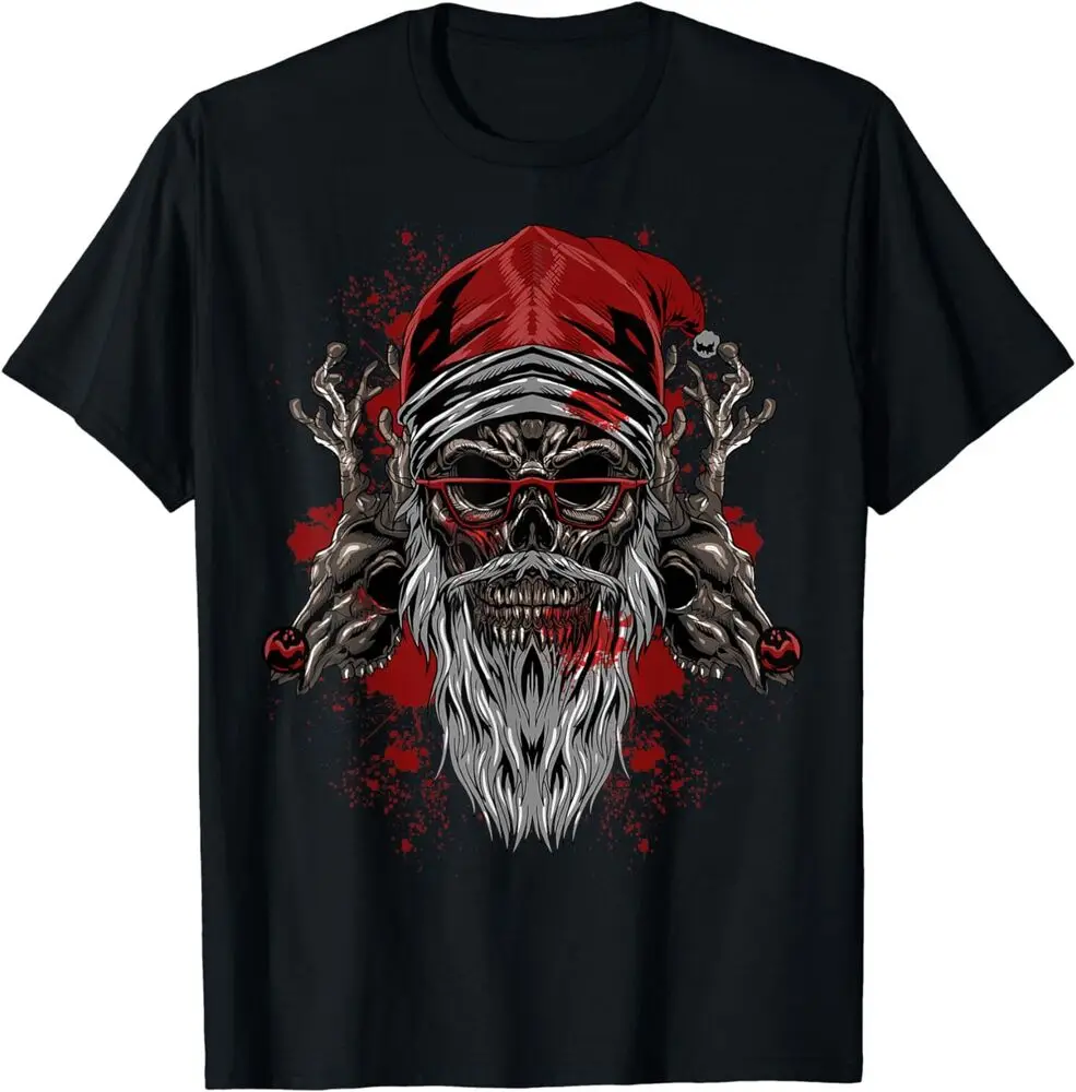 NEW LIMITED Santa Skull Heavy Xmas Gift Idea Premium Tee T-Shirt Size S-3XL