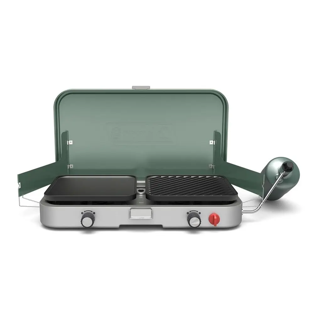 

Cascade 3in1 Outdoor Camp Stove, Portable Cooktop with Included CastIron Grill amp Griddle Accessories, 24,000 BTUs of Power fo