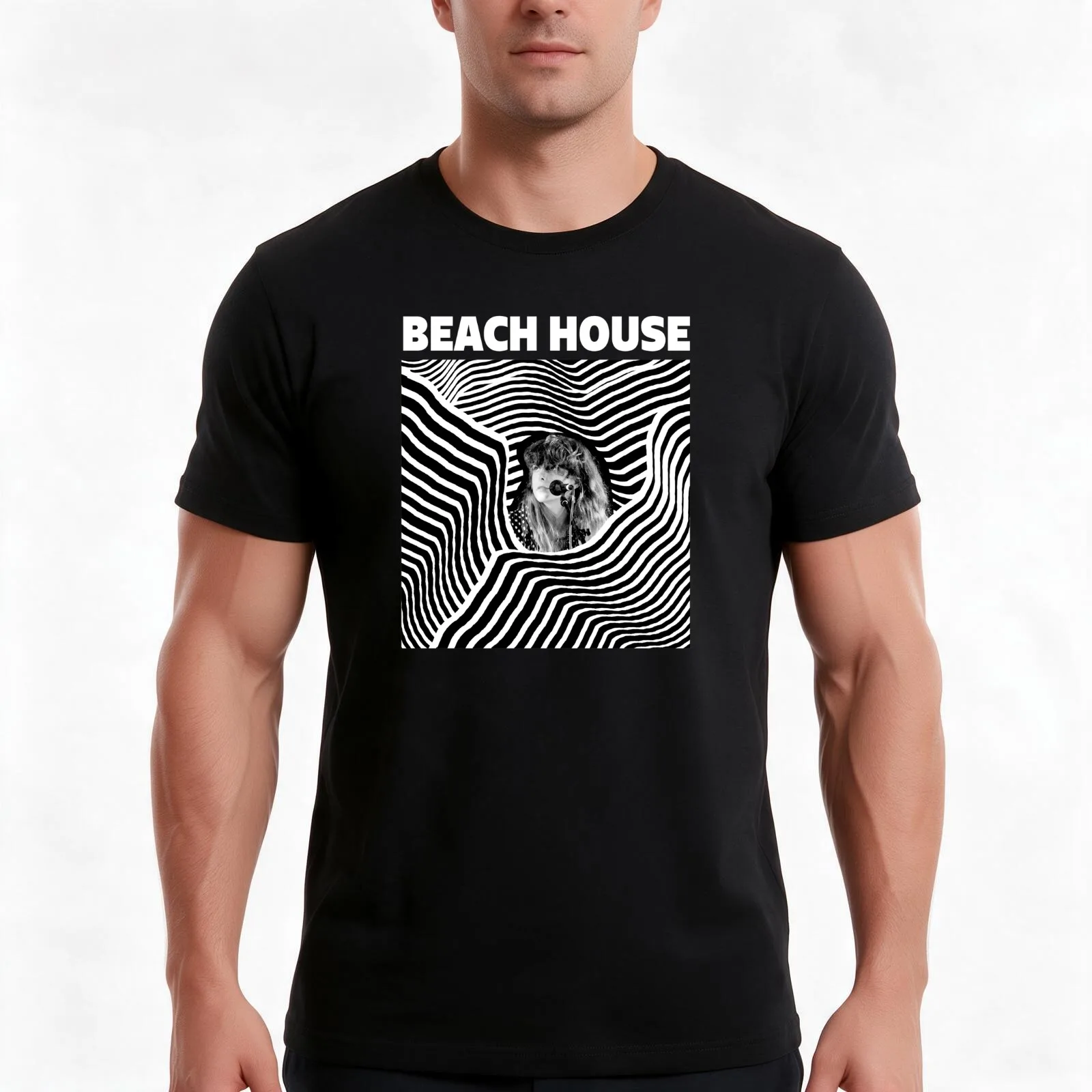 Victoria LeGrand (Beach House) Op Art T-Shirt, Summer Casual Cotton Tee, Oversized Streetwear Tops, Vintage Graphic Print