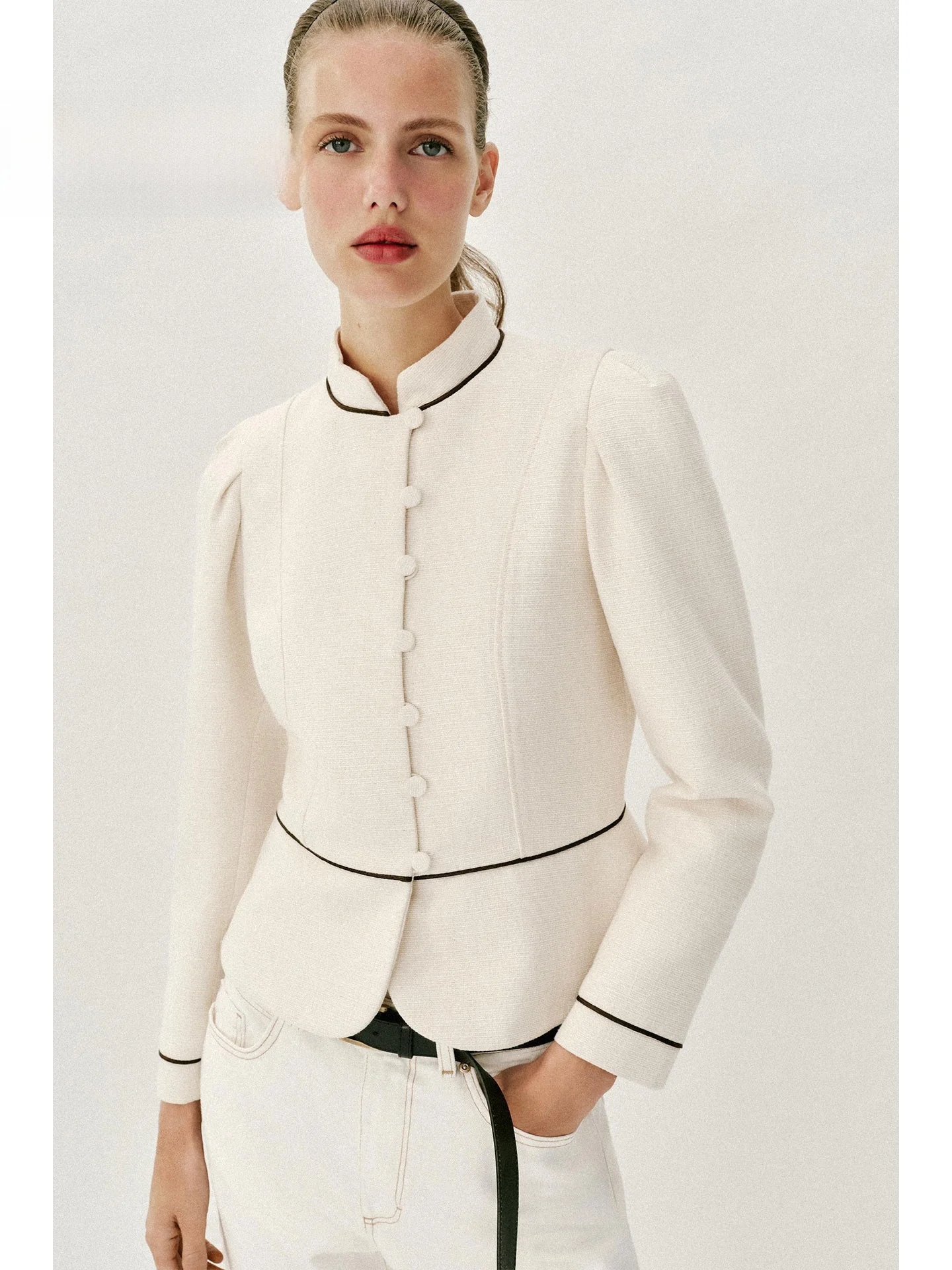

2026 New Commuter Style Color Block Slim Fit Suit Jacket Women's Waist Cinched Slimming Little Black Dress Top Casual Long Sl...