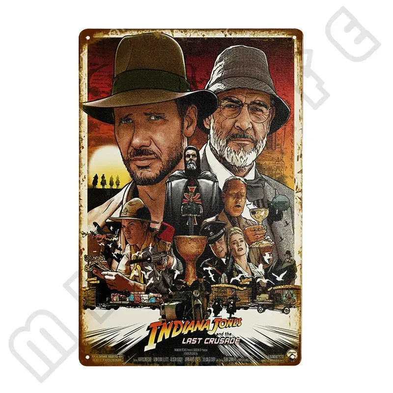 Classic Movie Indiana Jones and The Last Crusade Metal Poster Retro Metal Tin Sign Bar Club Industrial Decor Vintage Metal Signs