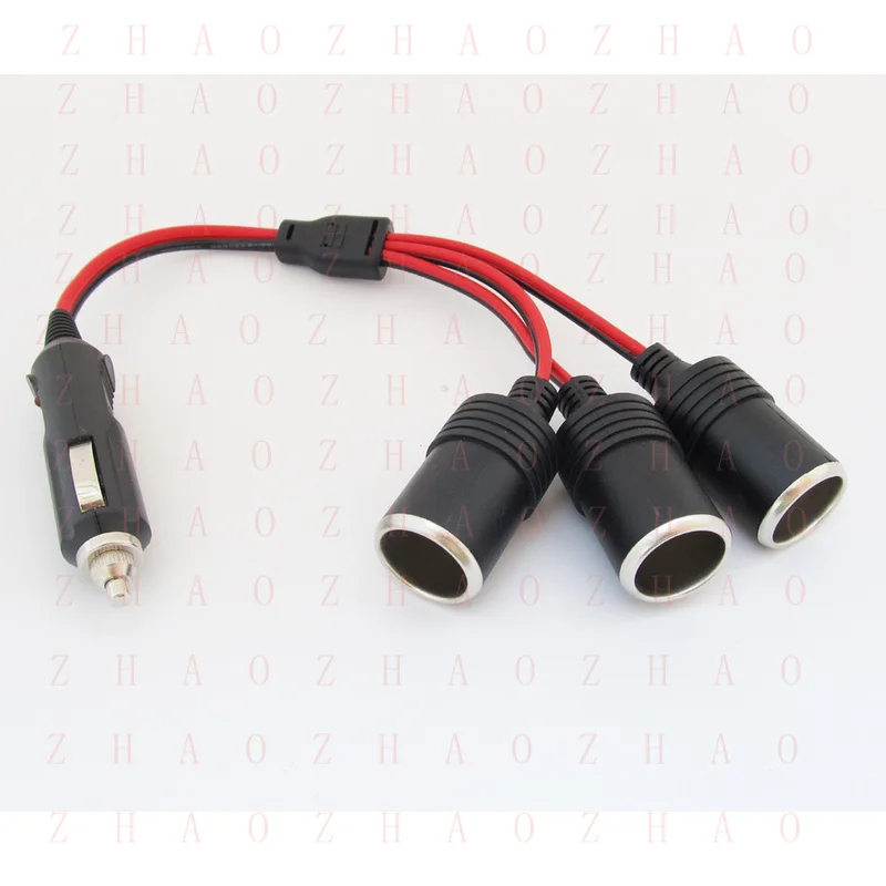L+ 10x 12V 24V Car Cigarette Lighter Charger 1 to 3Way Socket Outlet Splitter Cable