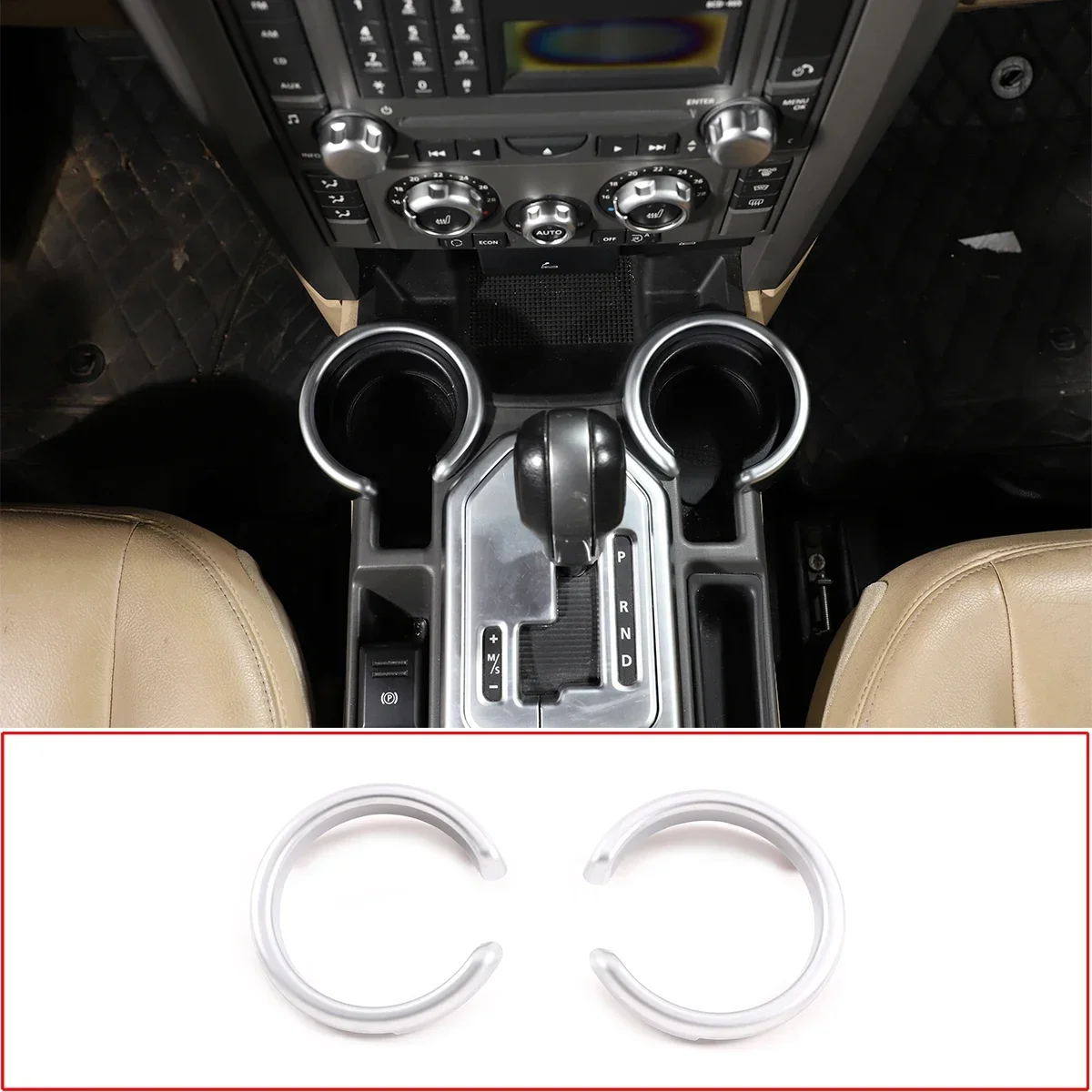 ABS Chrome Car Center Console Water Cup Holder Ring Cover Trim Decorate Accessories For Land Rover Discovery 3 LR3 L319 04-2009