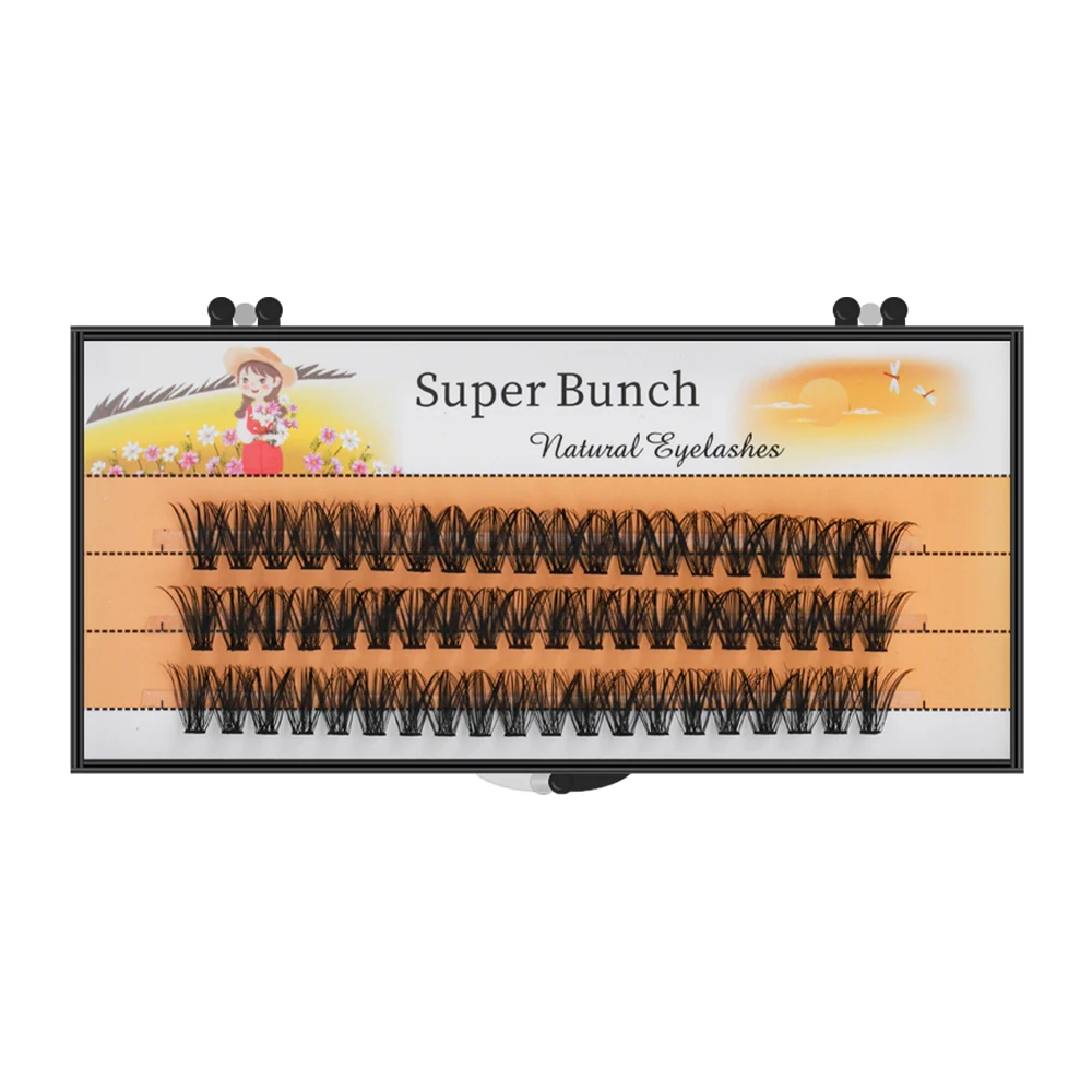 Extensión de pestañas en racimo Super Bunch 30D/40D/60D/80D, pestañas individuales de visón de seda de estilo Natural, mechones de pestañas postizas hechas a mano