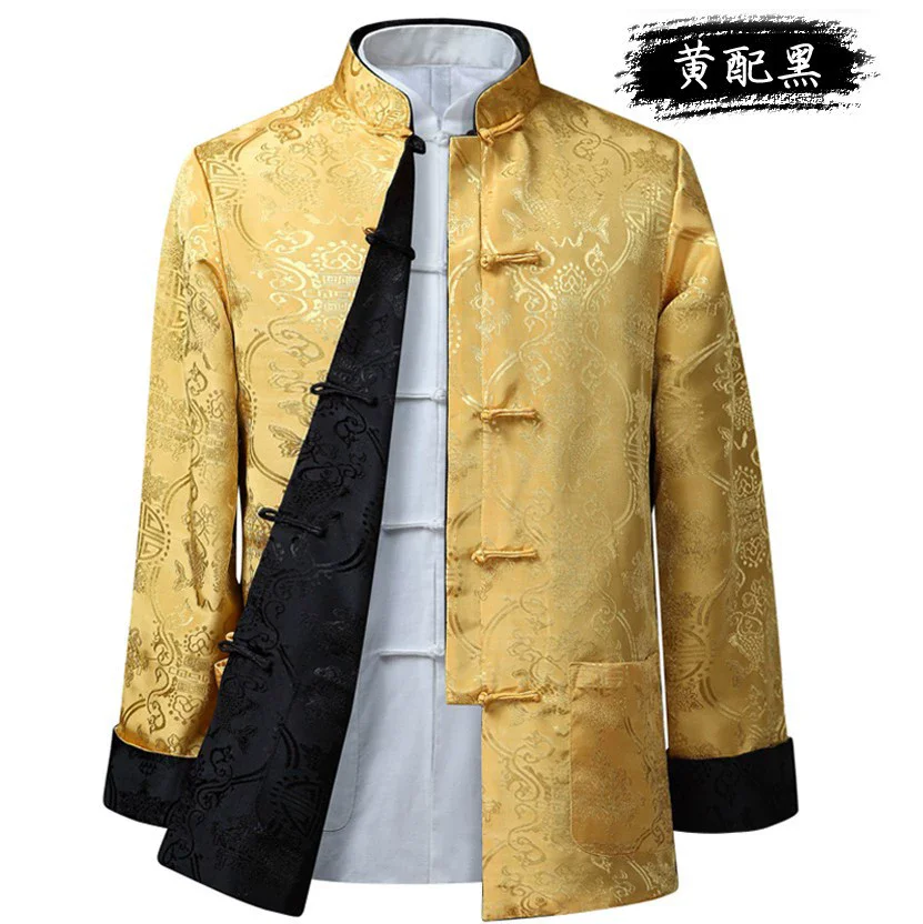 

Double-sided Wearable Chinese Style Traditional Shirt Tang Suit Kung Fu Costume Jacket Hanfu Men Coat Spring Autumn Clothes Tops