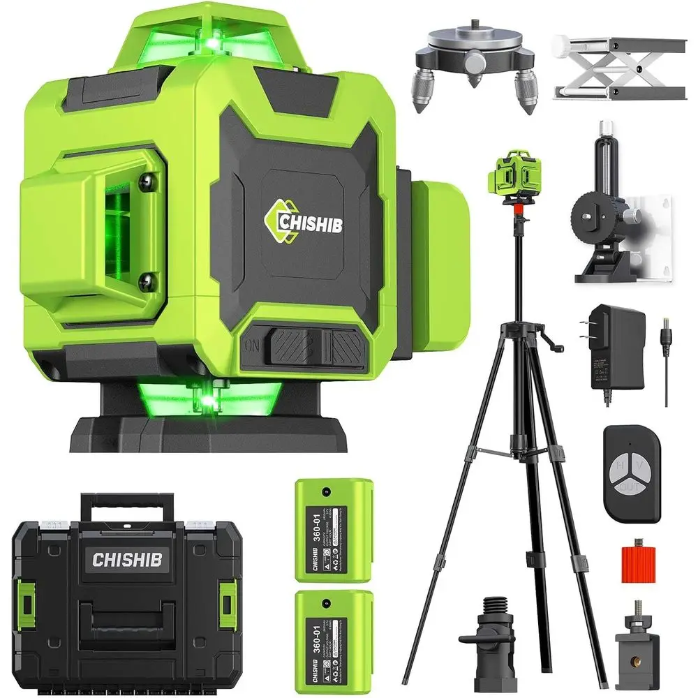 

Adjustable 4D Green Line Laser Level with Tripod for Home Renovation and Precision Alignment
