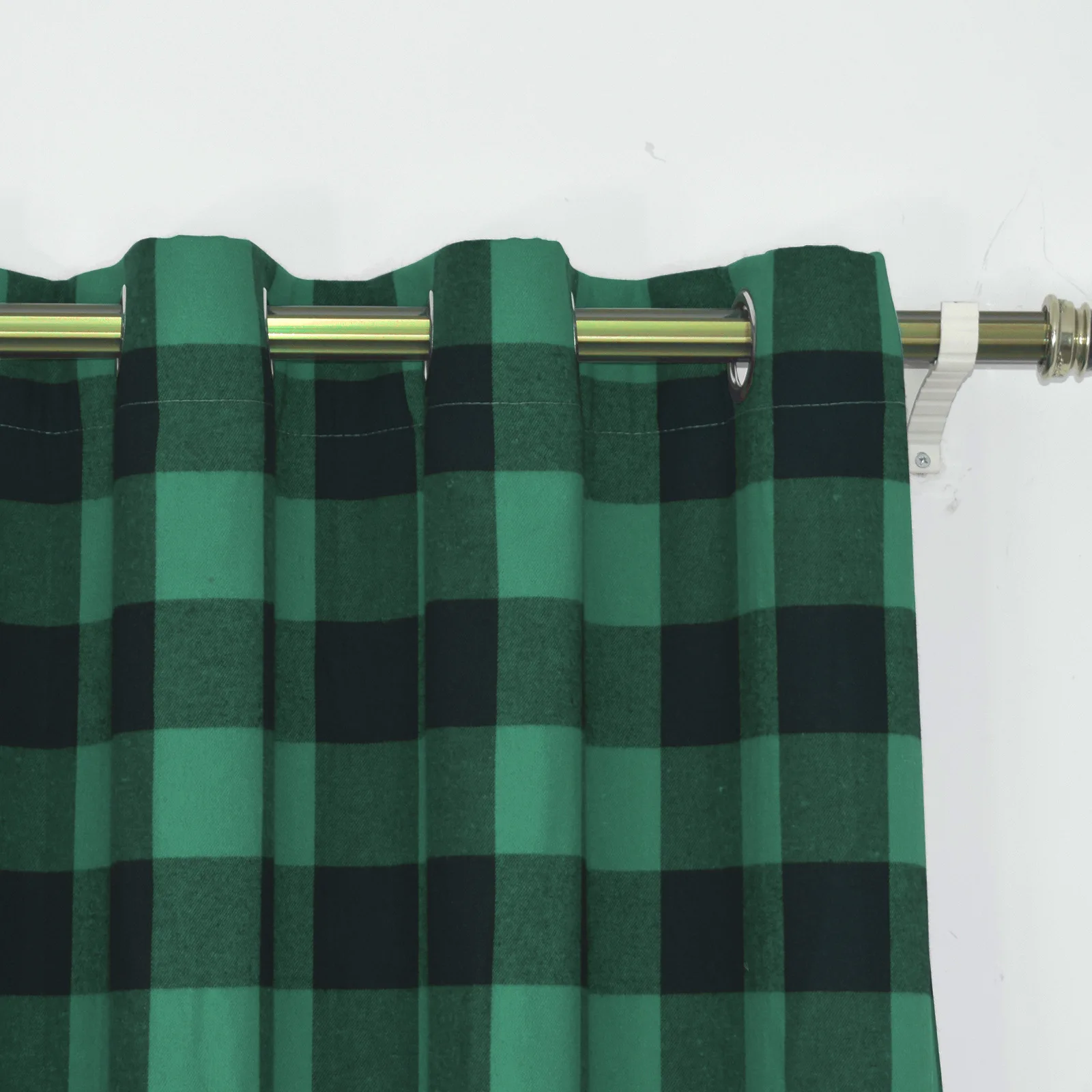 1 Panel European American Christmas Polyester Red Green Plaid Curtain Holiday Decoration