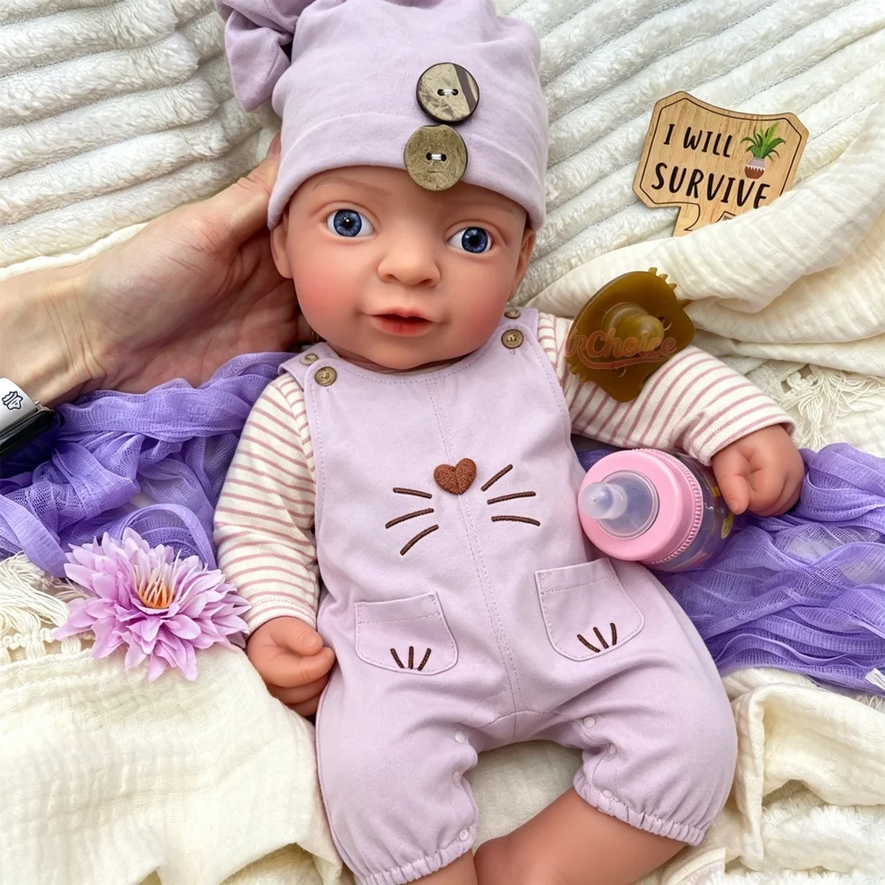 44cm Open Eyes Adorable Full Silicone Reborn Doll Realistic 3D Skin Tone Washable Rebirth Doll for Educational Display