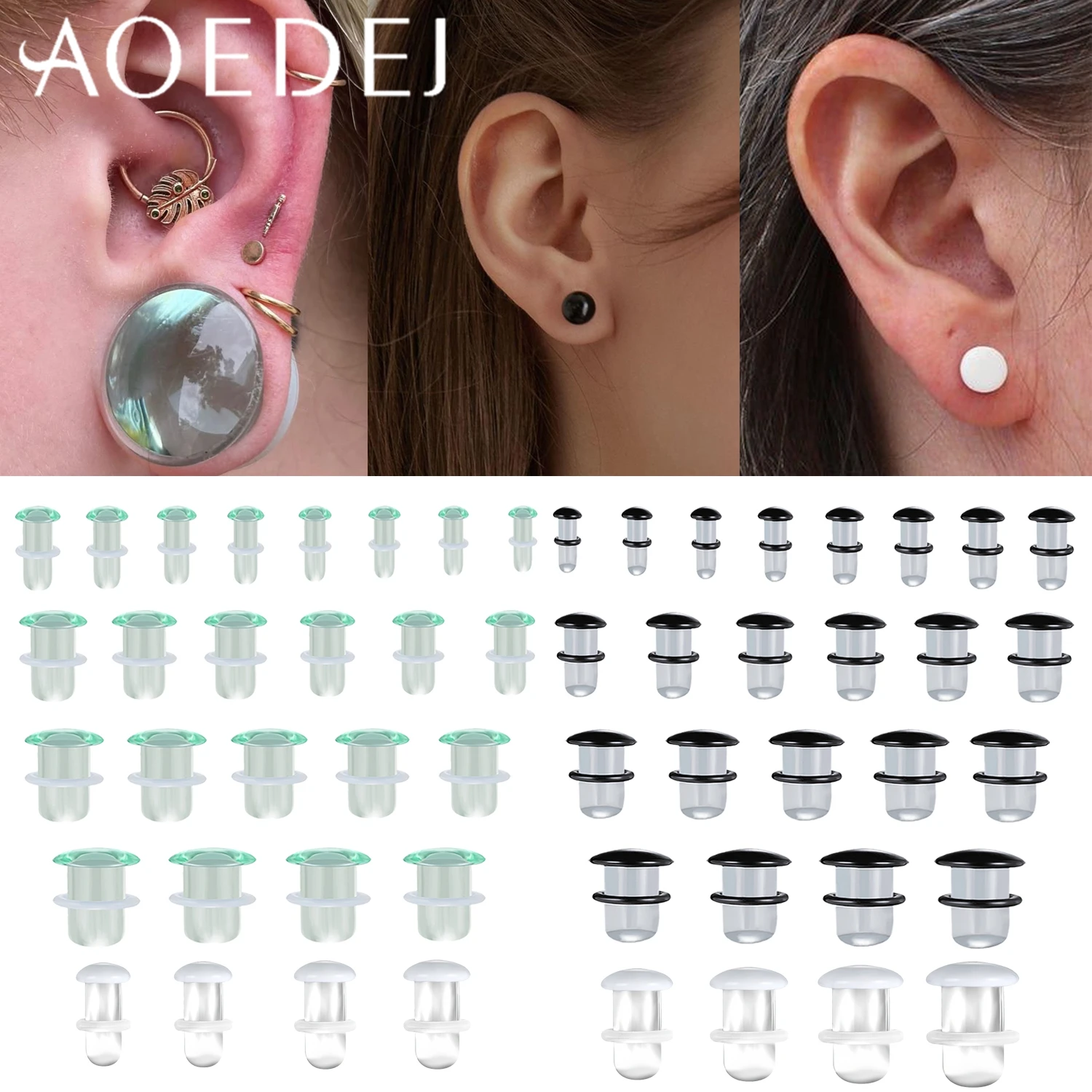 AOEDEJ 1 Piece Glass Ear Plug And Tunnel Multiple Sizes Ear Gauge Transparent Tricolor Ear Expander Stretcher Piercings Jewelry