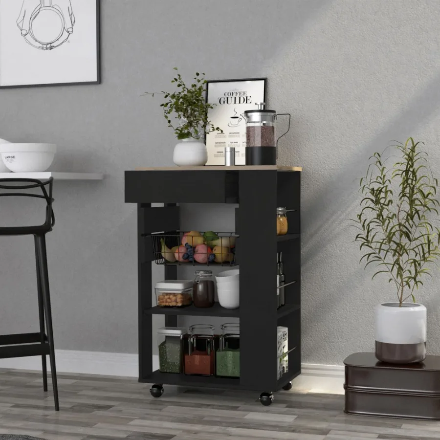Carrello da cucina Sonex Kitchen Rovere chiaro nero