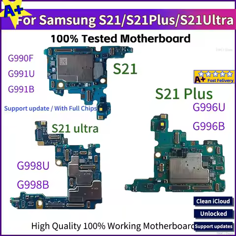 Working Unlocked Board For Samsung Galaxy S21 G991U G991B G990F S21 Ultra G998U G998B S21 Plus 5G G996B/U Logic Motherboard A+