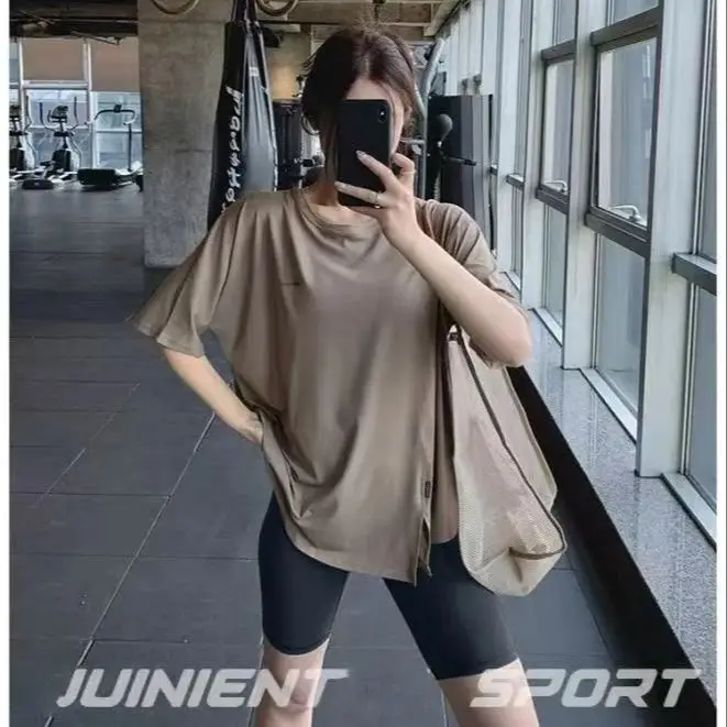 

Yoga Clothing Suit Women Summer Large Size Loose Top Quick Dry Sports Short Sleeve T-Shirt Training Running Fitness Suit