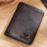 Genuine Leather Mens Wallet RFID Blocking Card Holder ID Money Bag Slim Male Trifold Multi Function Clutch Coin Purse Luxury