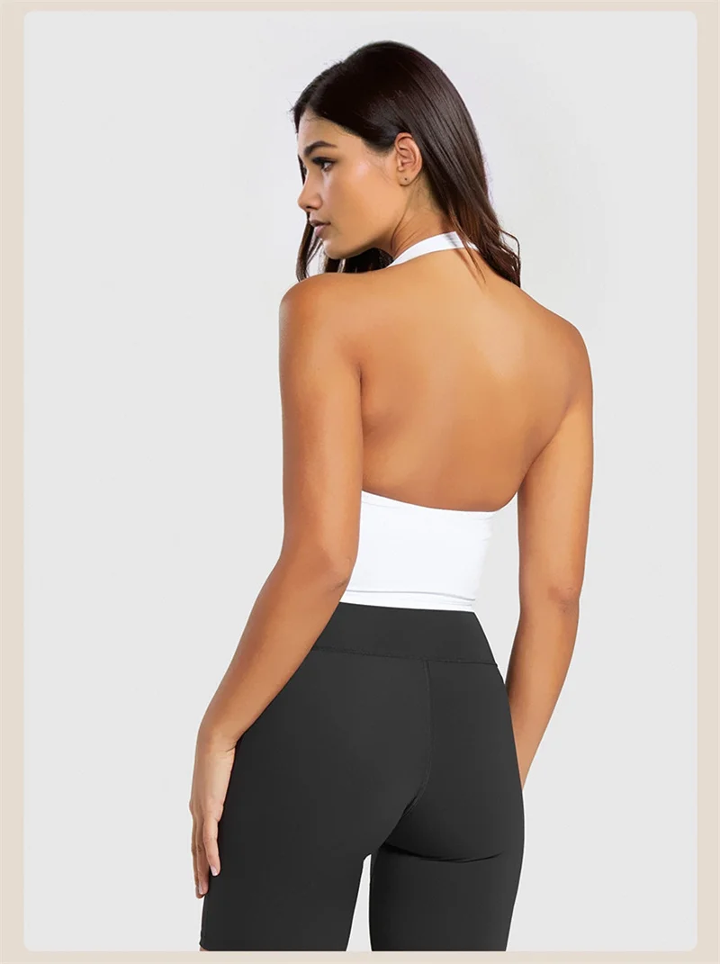 Halter Neck Yoga sutiã esportivo para mulheres, camisola de alças de alta resistência, anti-flacidez, beleza sexy nas costas, fitness, novo, 2024