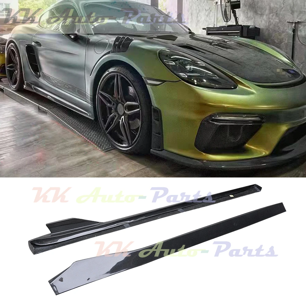 

Real Carbon Fiber Side Skirts Extension Lip Spoiler Splitters For Porsche 718 Cayman Boxster 2016-2020 Auto Tuning