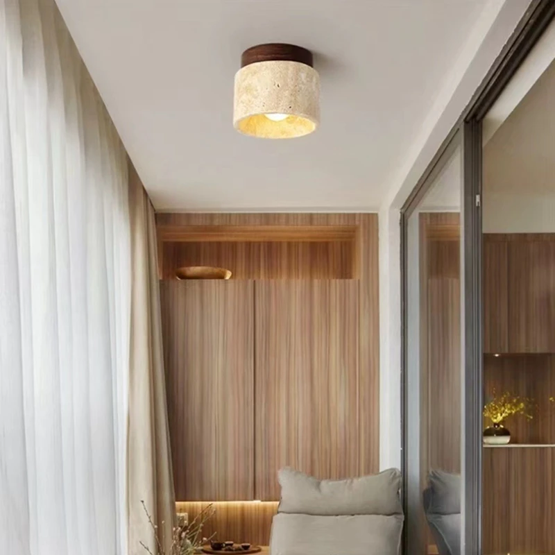 ABKP-Lampada da soffitto in legno Wabi-Sabi in stile giapponese E27 Dimmerabile a tre colori per cucina, corridoio, soggiorno