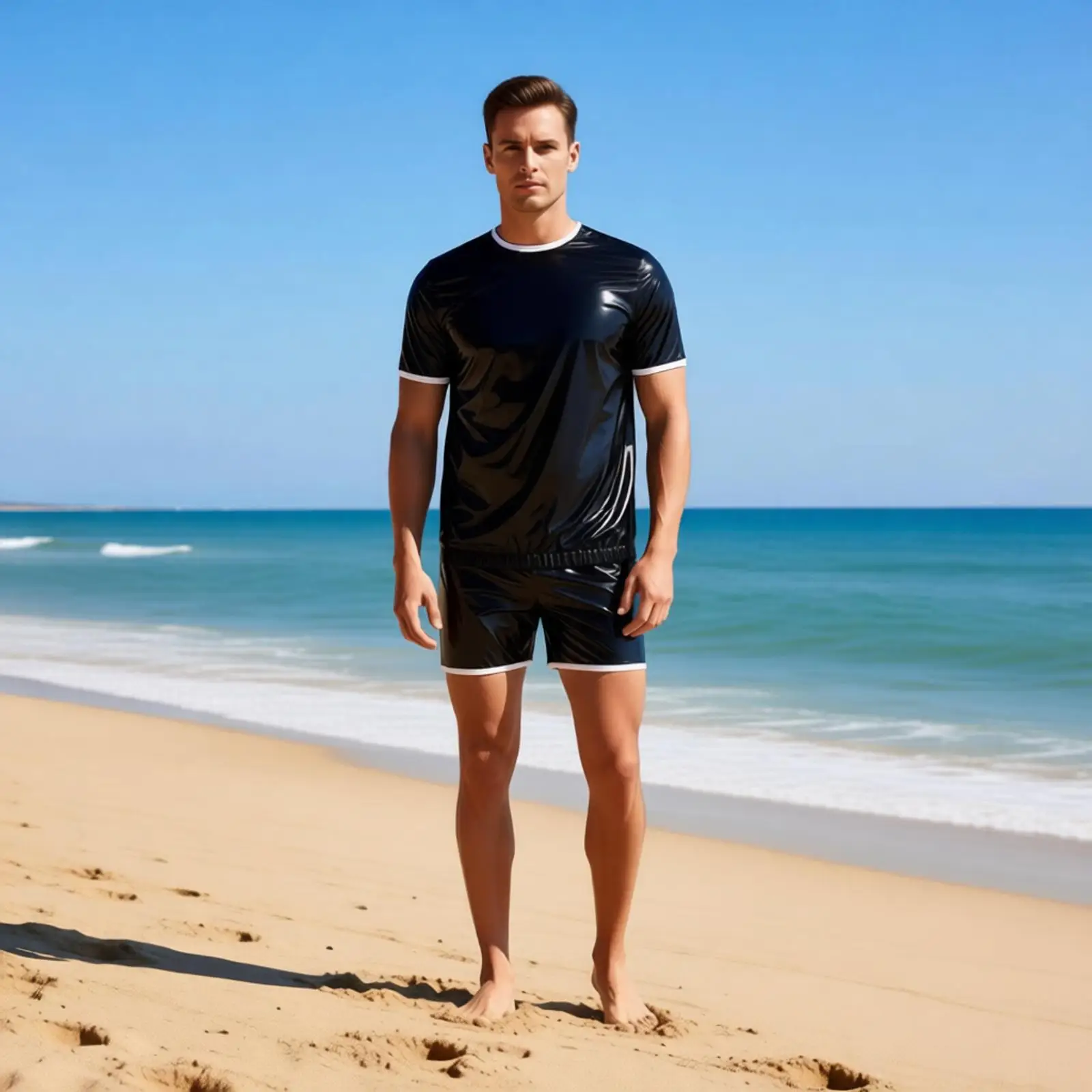 Men Waterproof Wet Look PVC Tank Top Sleeveless Shiny Vest Vinyl Water Resistant Reusable Tank Tops Zipper Elastic Rave Clubwear