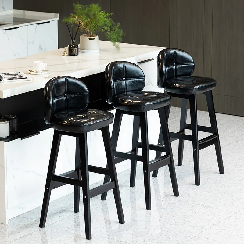 

# Nordic Counter Height Wooden Outdoor Leather Kitchen Luxury Chair Bar Stools