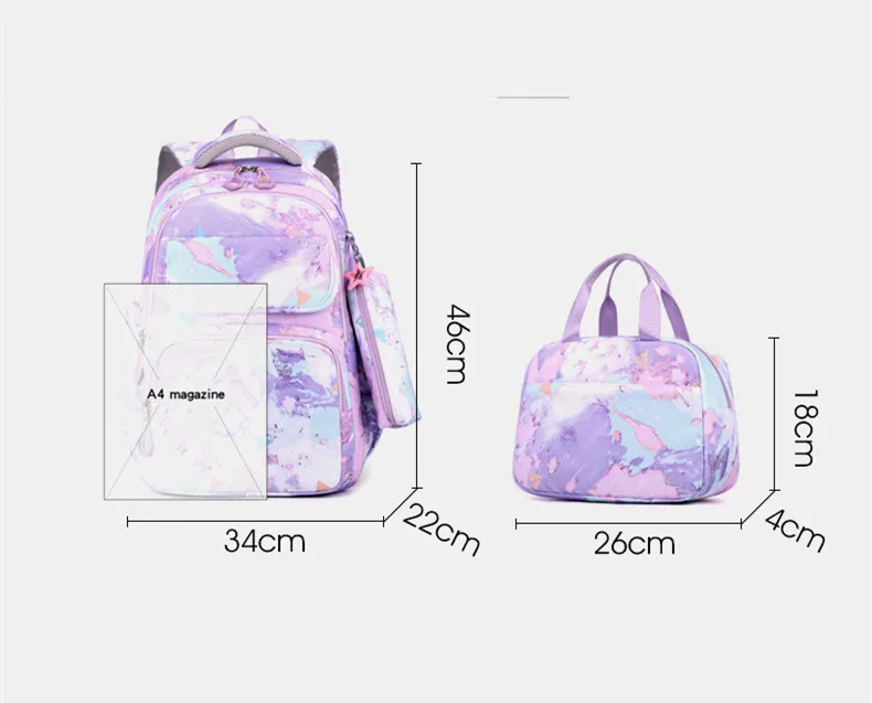 3pcs/Set Camouflage Printed Kids Backpack Cartoon Print primary With Pencil Case Girl Shoulder Bag Children waterproof Schoolbag