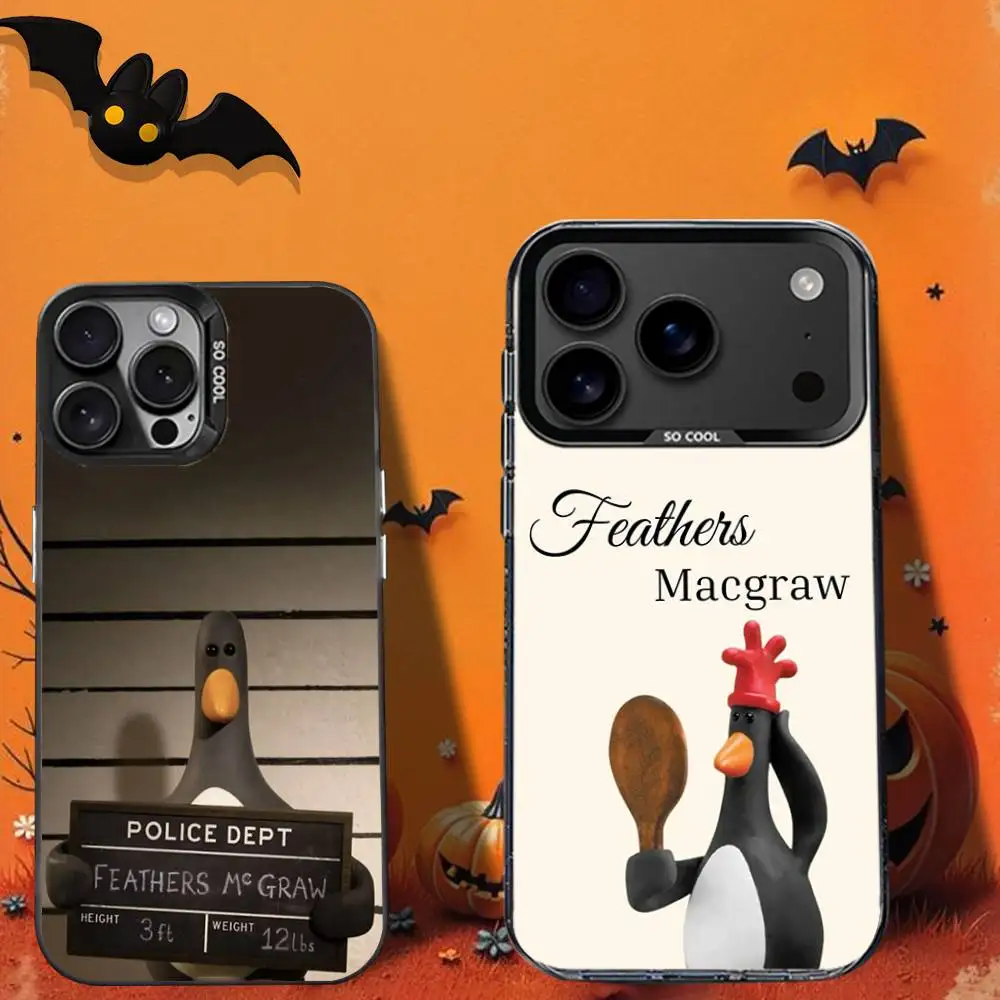 حافظة هاتف WallaceS Gromits Feathers-s لهاتف iPhone 16,12,13,17,15,1,11,Mini,Pro,SE,XS,MAX,غطاء سيليكون أسود غير لامع