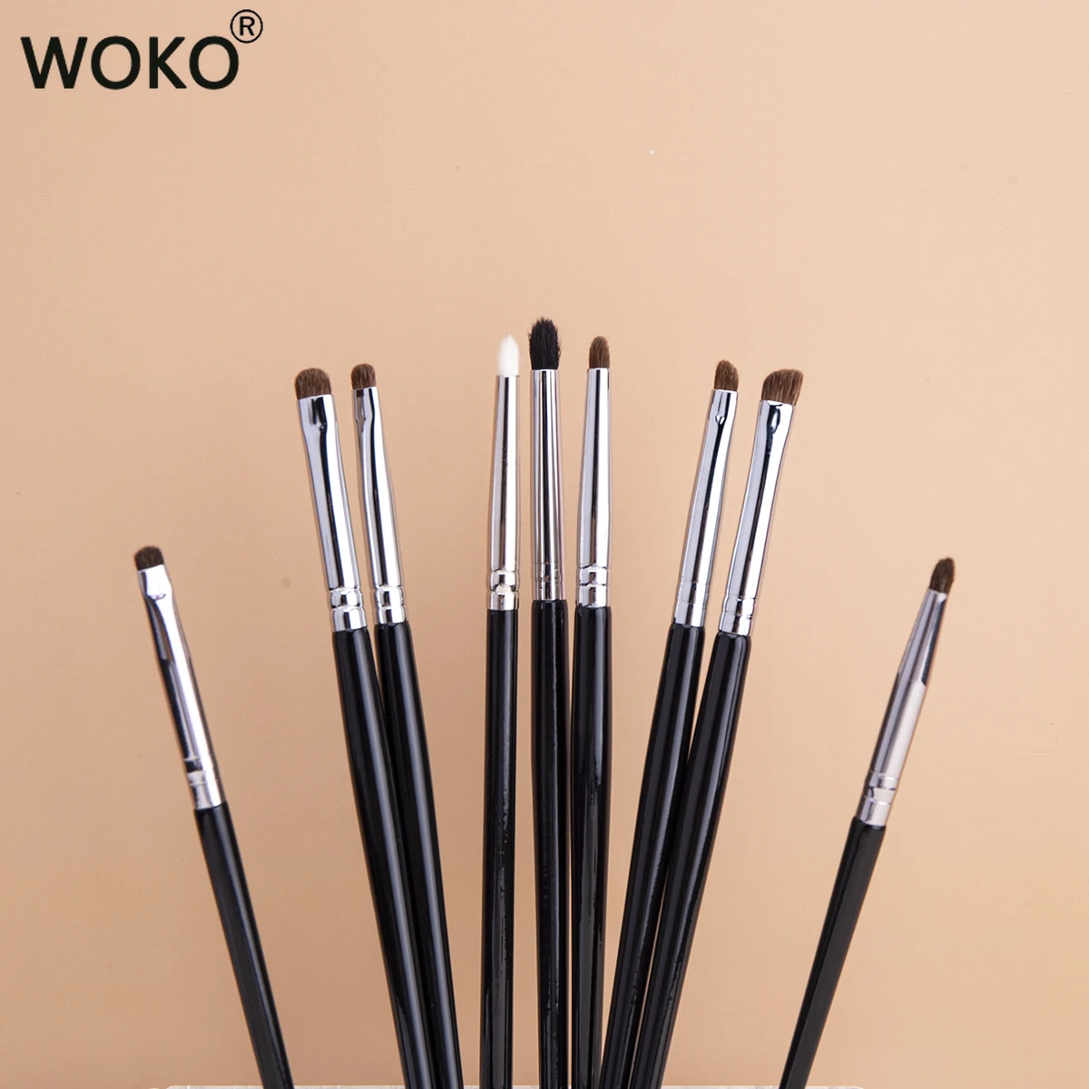 9pcs Eyeliner Smudge Brush Precision Smudge Makeup Brush set  Horse Hair Eyeshadow Smudge Brush Small Smoky Liner Makeup Brushes