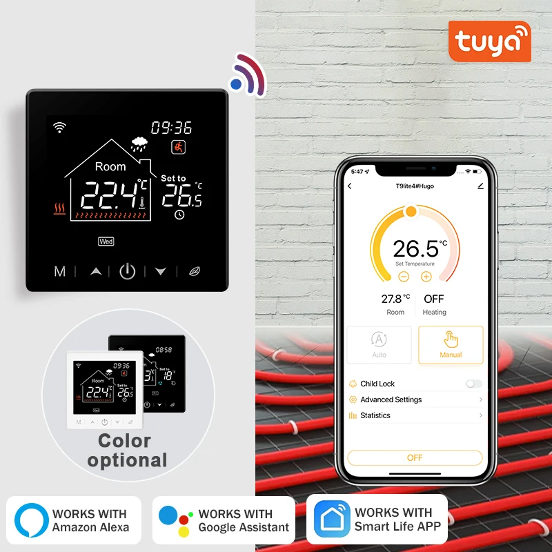 Alexa tuya casa inteligente wifi termostato sala programável piso quente elétrico aquecimento de água/caldeira gás controlador temperatura