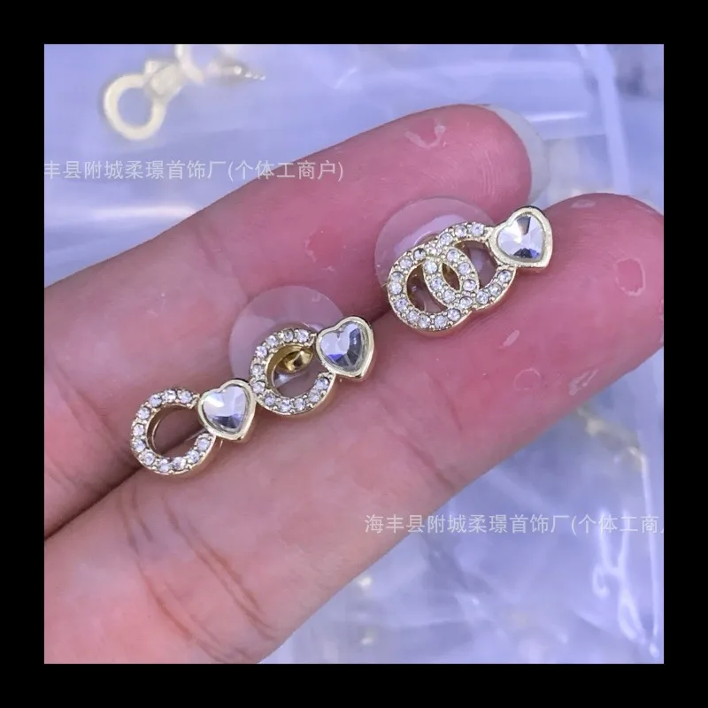 جديد جديد الحب جولة الجوف وأقراط الذهب الخفيف الحب حافة خاتم الماس بسيط #5