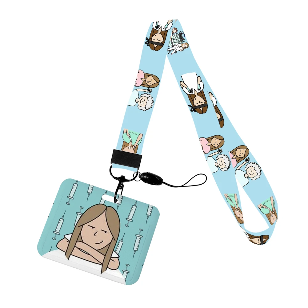 Nieuwe Leuke Cartoon Arts Verpleegkundige Credential Houder Nekkoord Lanyards Sleutelhanger Houder Id-kaart Pass Hang Touw Lariat Lanyards