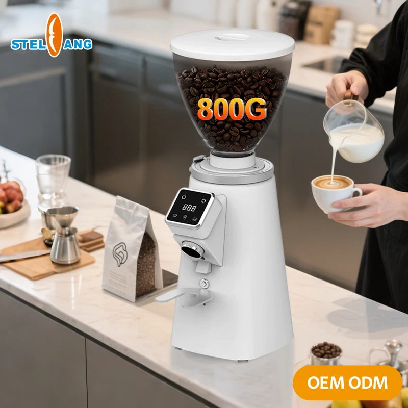Professional Touch Screen Electric 11 Speed Adjustable Coffee Grind Machine 800g Coffee Bean Grinder 64mm